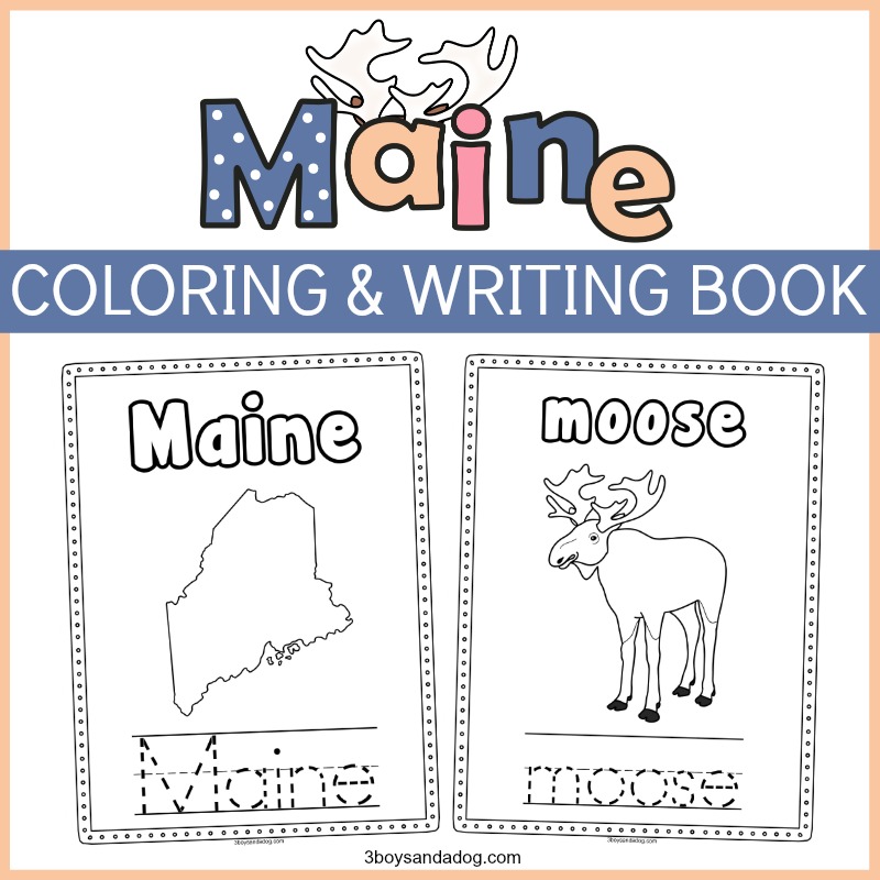 Maine handwriting and coloring sheets