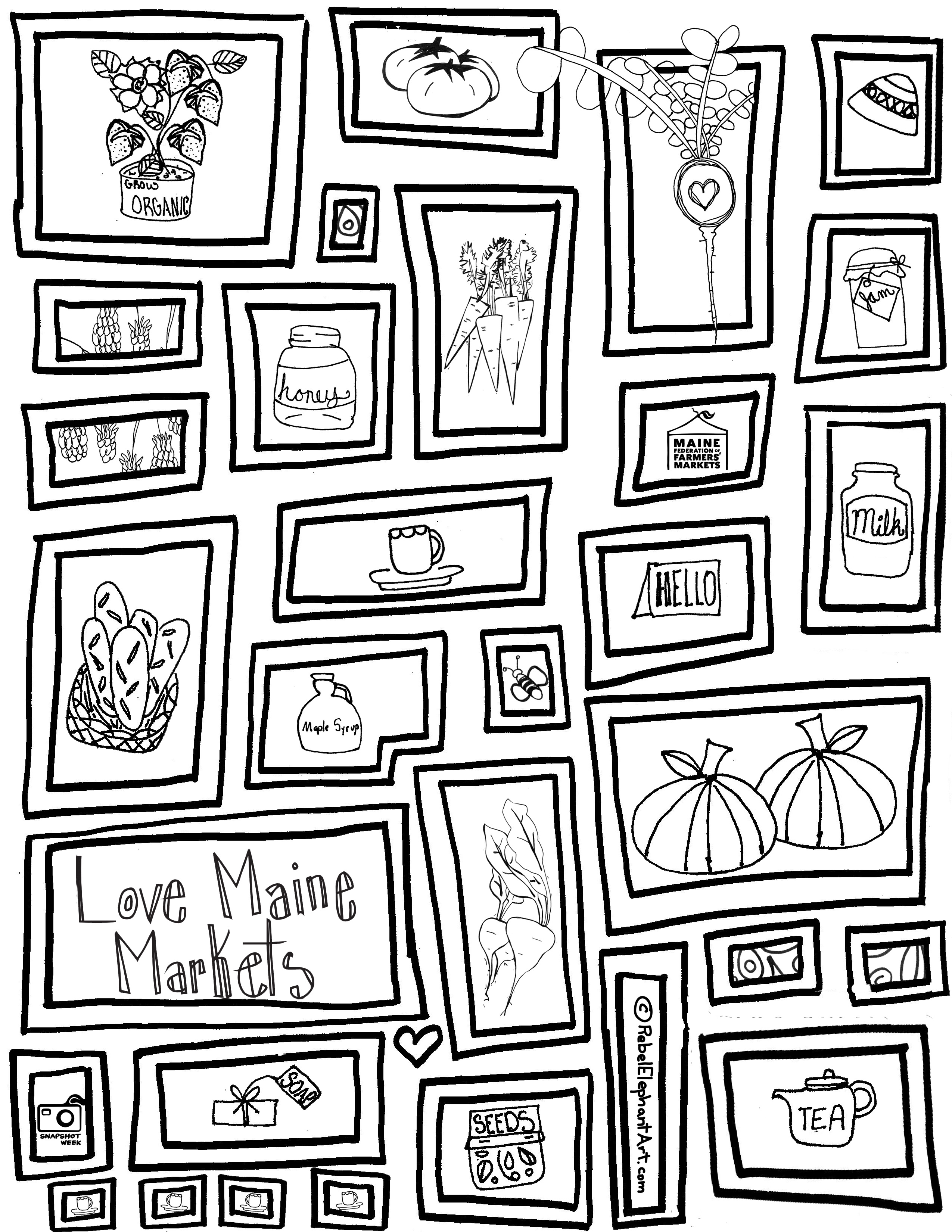 Maine farmers market coloring pages