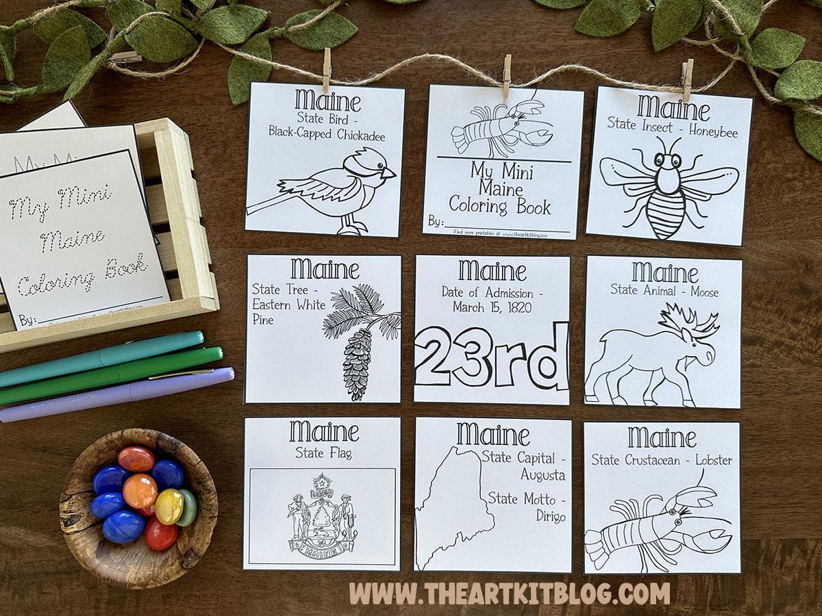 Mini maine coloring pages free printable â the art kit