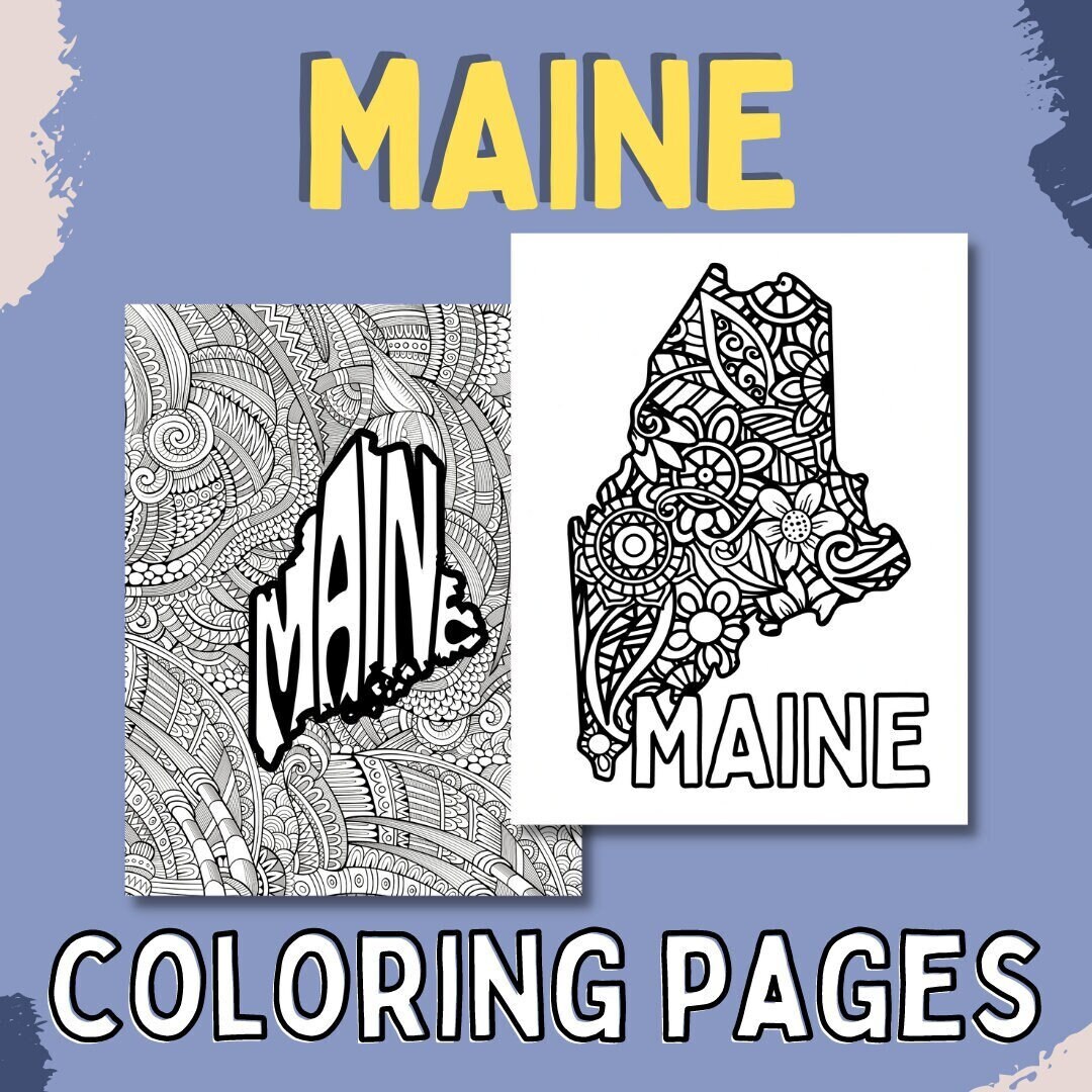 Maine coloring pages state name floral mandala coloring sheet pdf pages