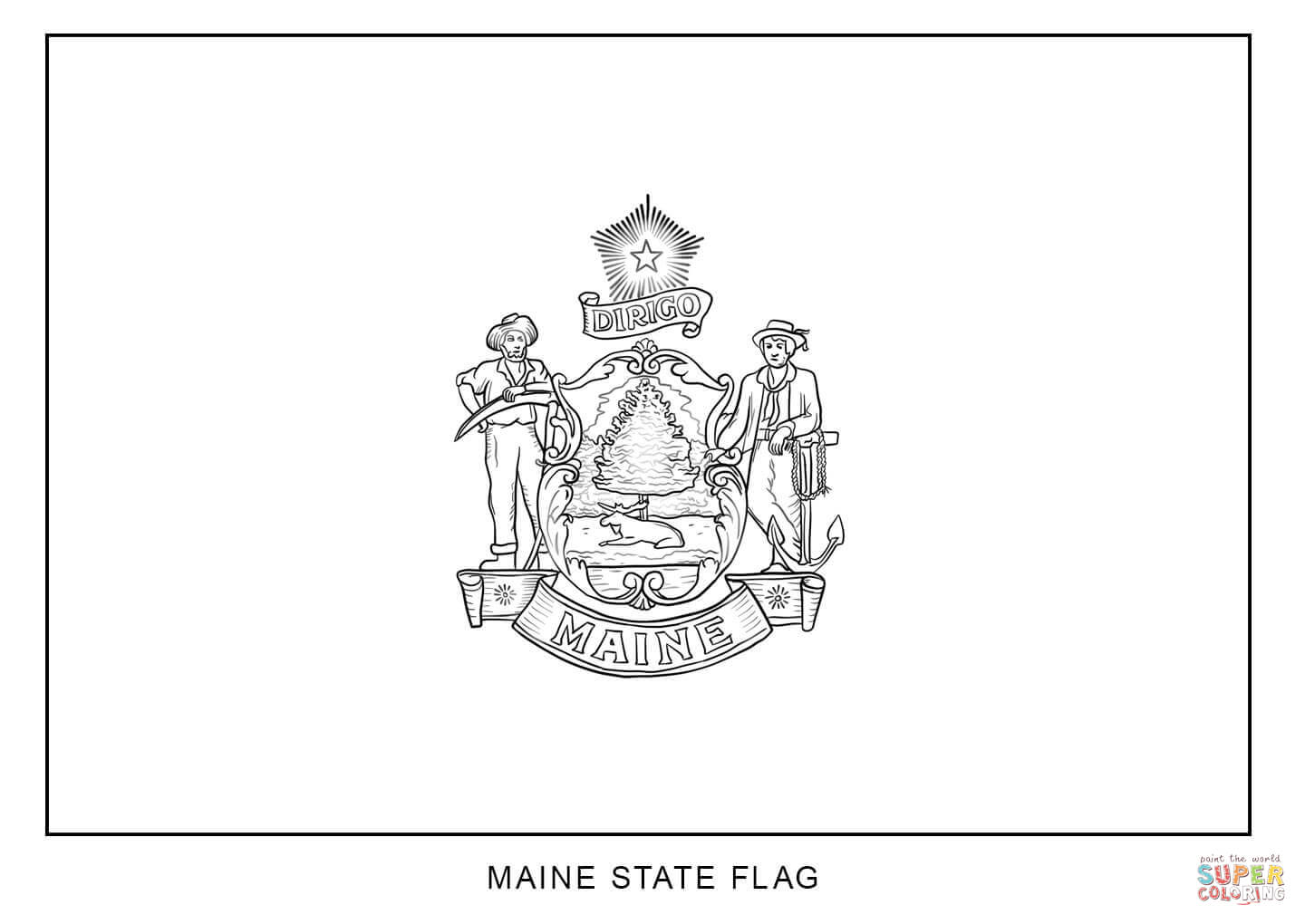Flag of maine coloring page free printable coloring pages