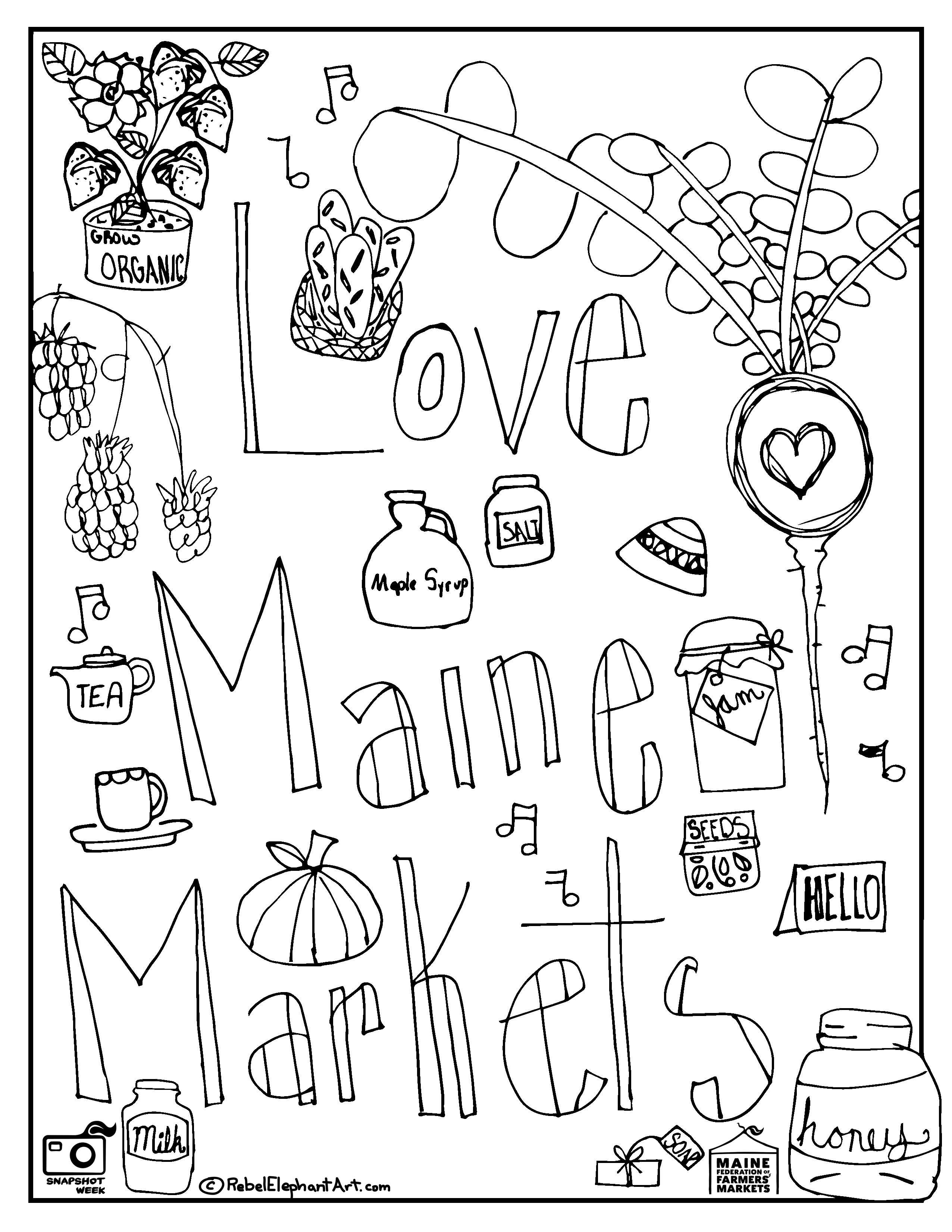 Maine farmers market coloring pages