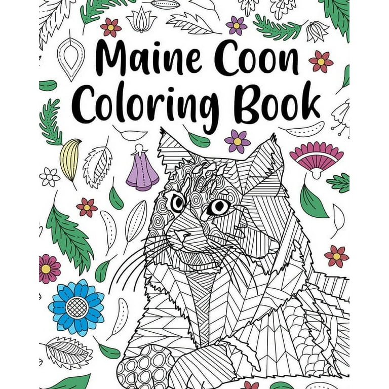 Maine coon coloring book adult coloring book maine coon owner gift floral mandala coloring pages paperback