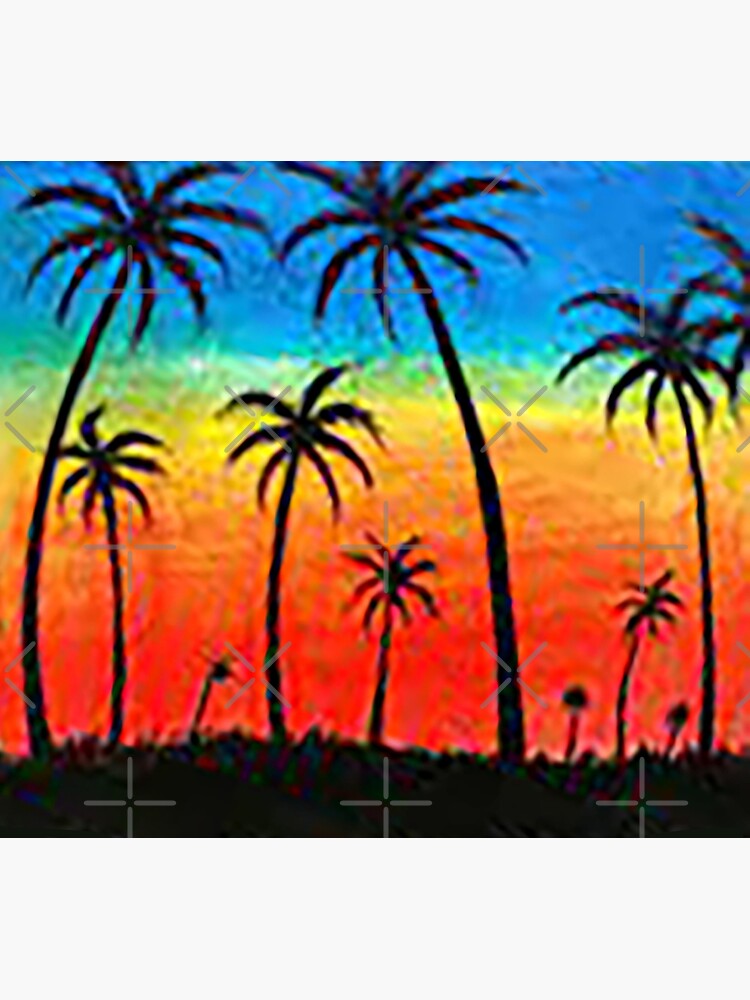 Tropical island palm trees tropical crayon drawing tropical sunset beach hawaii samoa poster for sale by nostrathomas