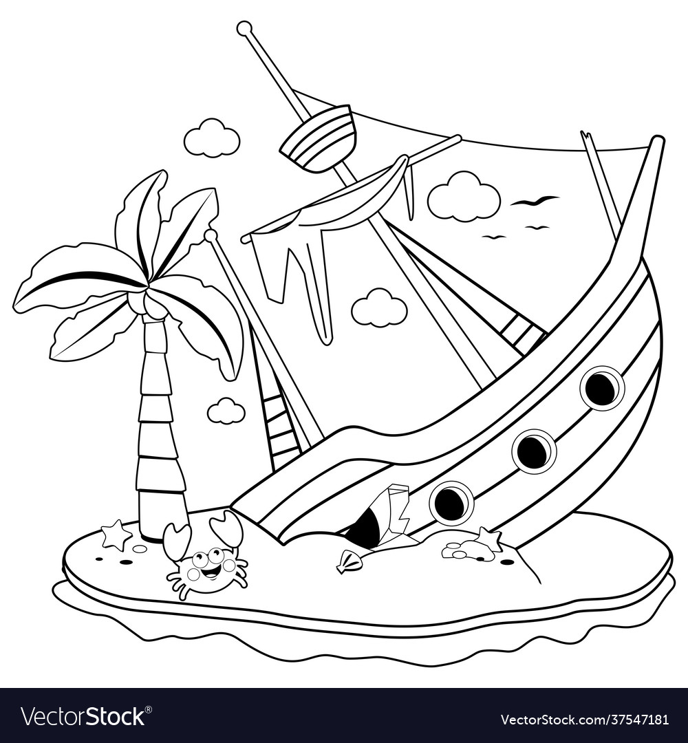 Shipwreck on an island royalty free vector image