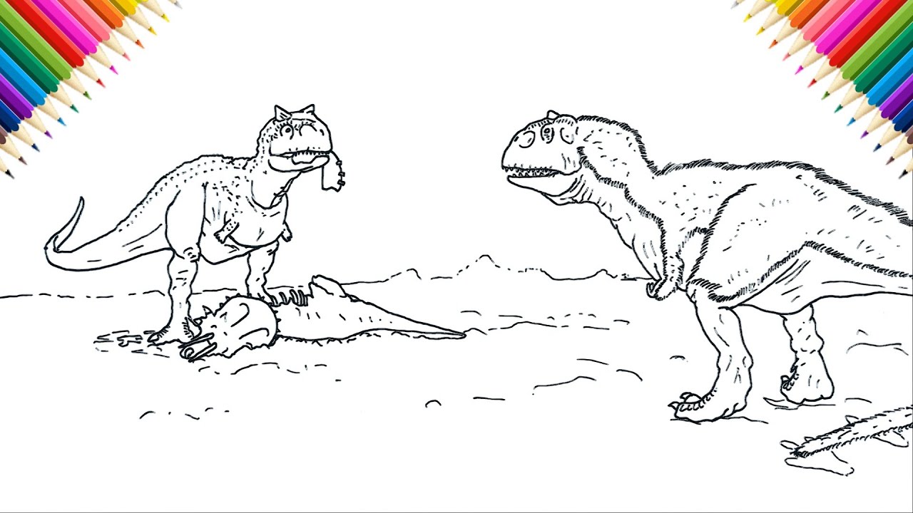 Majungasaurus vs carnotaurus drawing and coloring