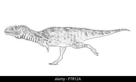 Majungasaurus dinosaur illustration black and white stock photos images