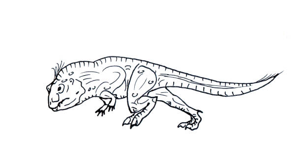 Hand drawn dinosaur isolated on white background stock illustration