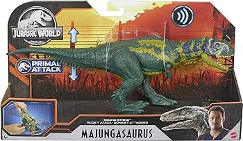 Jurassic world gmc sound strike majungasaurus dinosaur action figure with strike and chomping action realistic sounds movable joints authentic color and texture ages and up toys