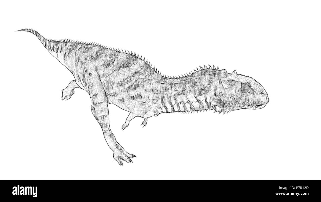 Majungasaurus dinosaur illustration black and white stock photos images