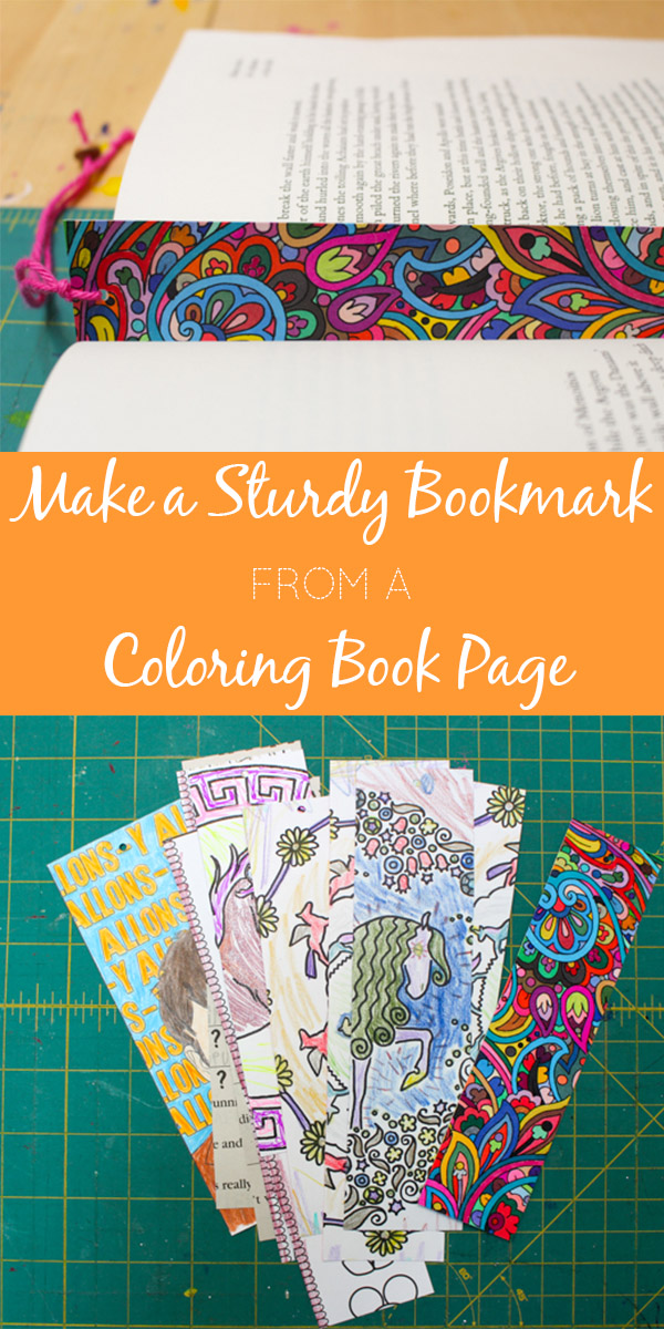 How to upcycle a coloring book page into a bookmark