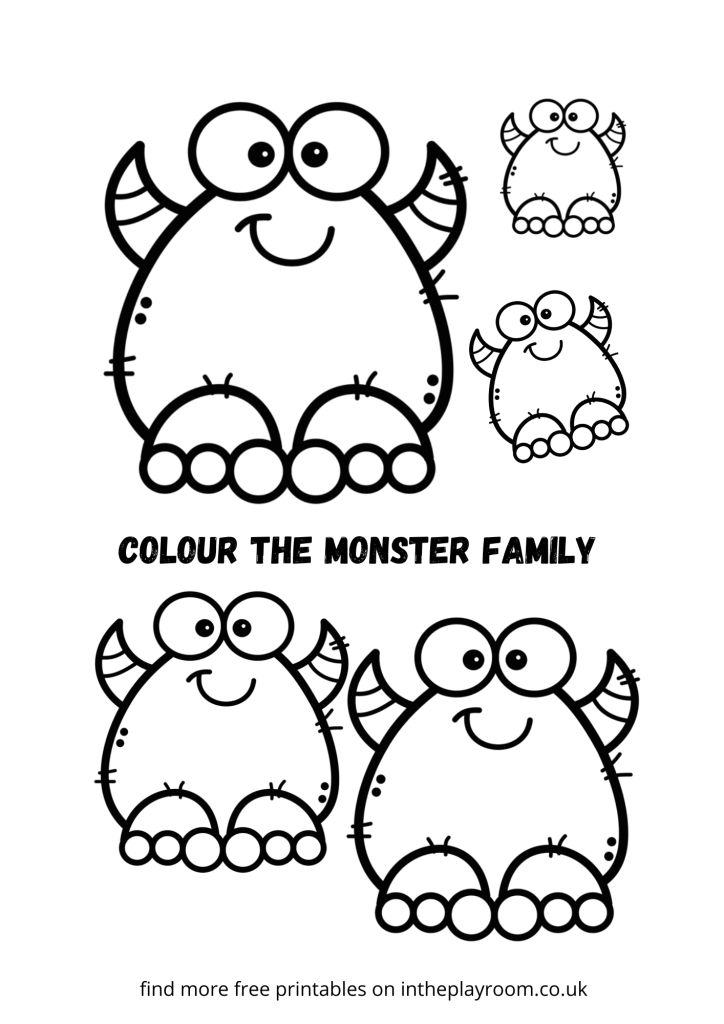 Free printable monster loring pages and activities for kids