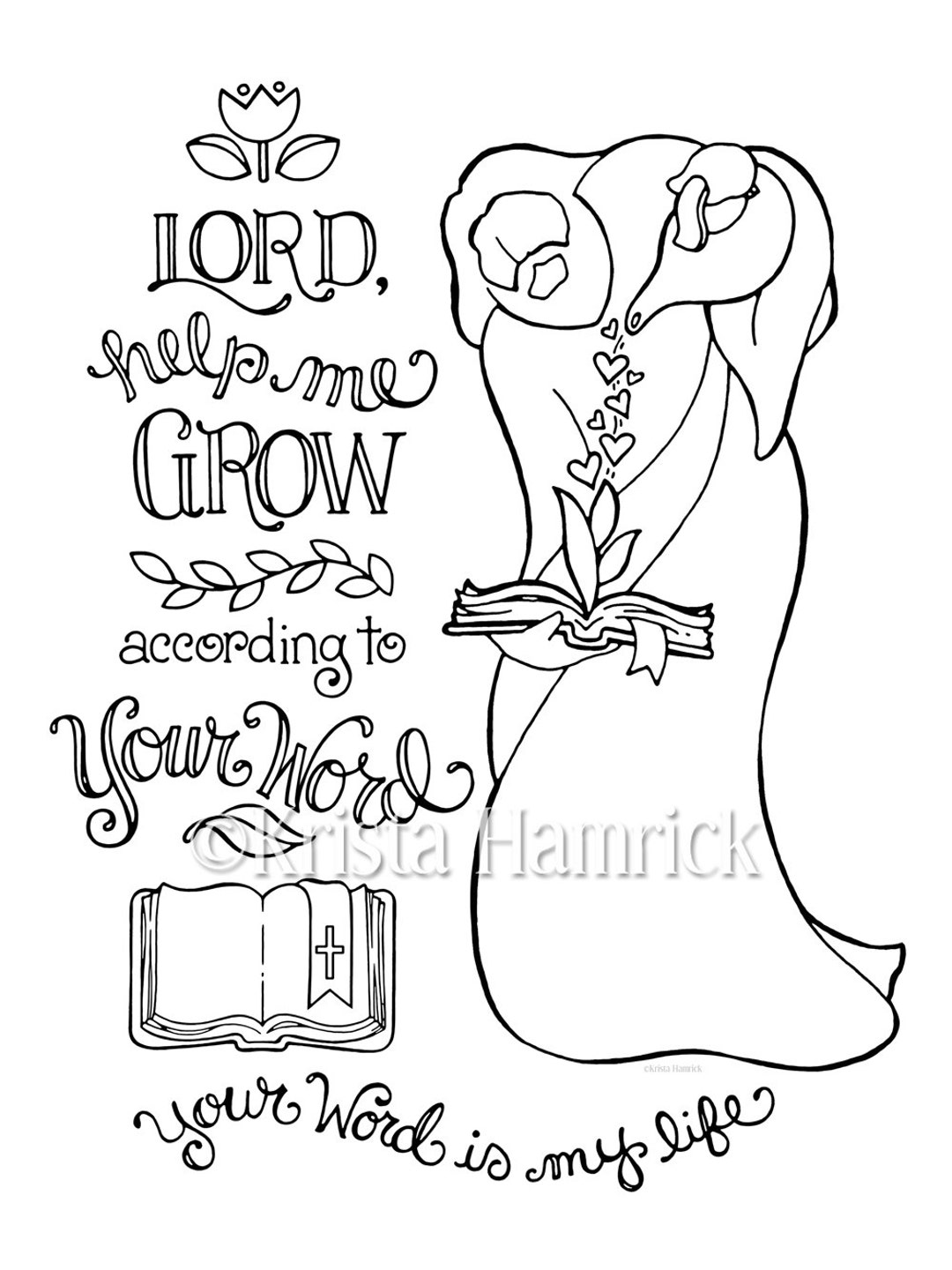 Help me grow according to your word coloring page x bible journaling tip