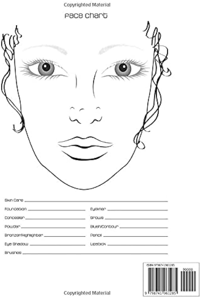 Makeup face coloring pages makeup artist face charts to practice makeup and coloring for teens school beauty books