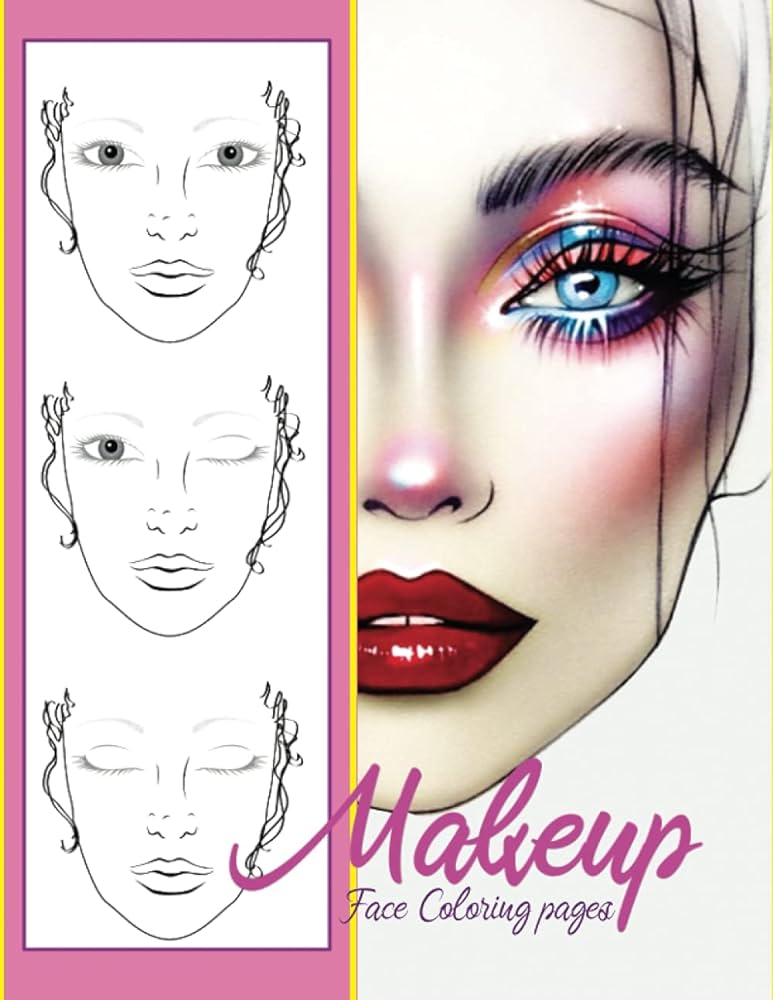 Makeup face coloring pages makeup artist face charts to practice makeup and coloring for teens school beauty books