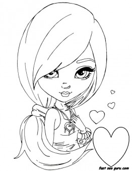 Printable beautiful girl face makeup coloring pages