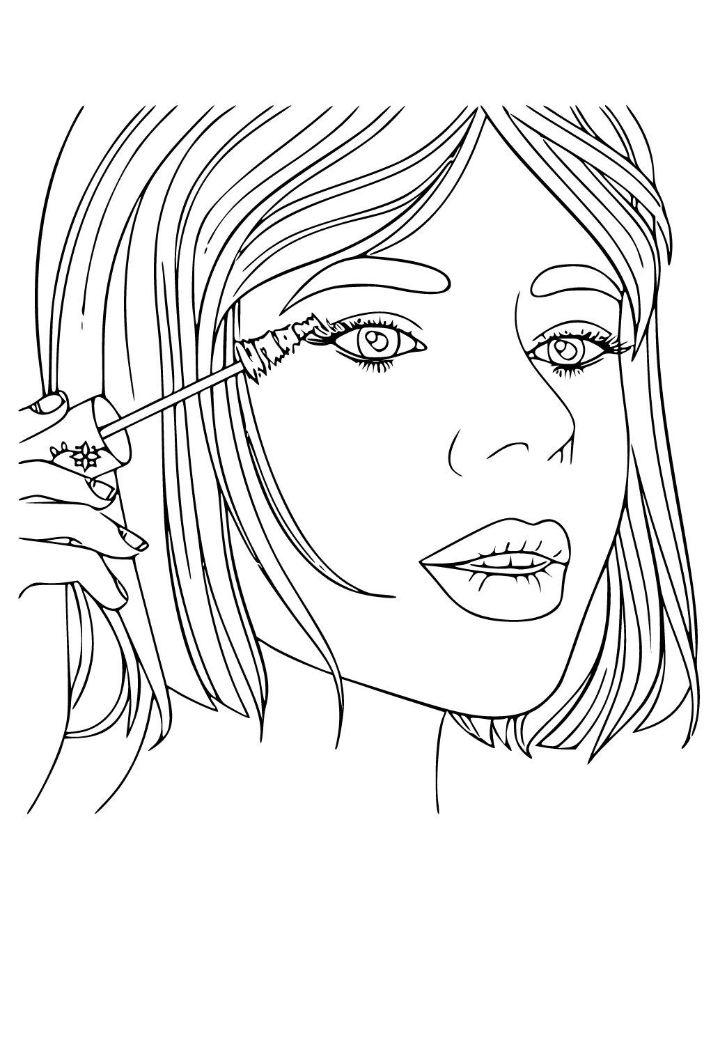 Free printable makeup face coloring page sheet and picture for adults and kids girls and boys