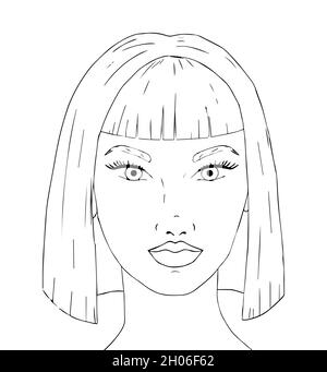 Doodle girl face with fantasy hair coloring page for adults fantastic graphic artwork hand drawn simple flat vector illustration stock vector image art