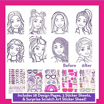 Horizon group usa barbie makeup artist magazine create your own hair makeup looks using stencils stickers crayons pretend makeup more toys games
