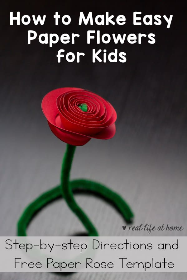 How to make easy paper flowers for kids free paper rose template