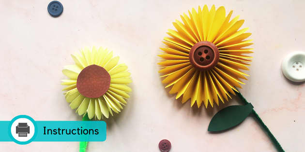 Sunflower paper craft flower craft activity teacher
