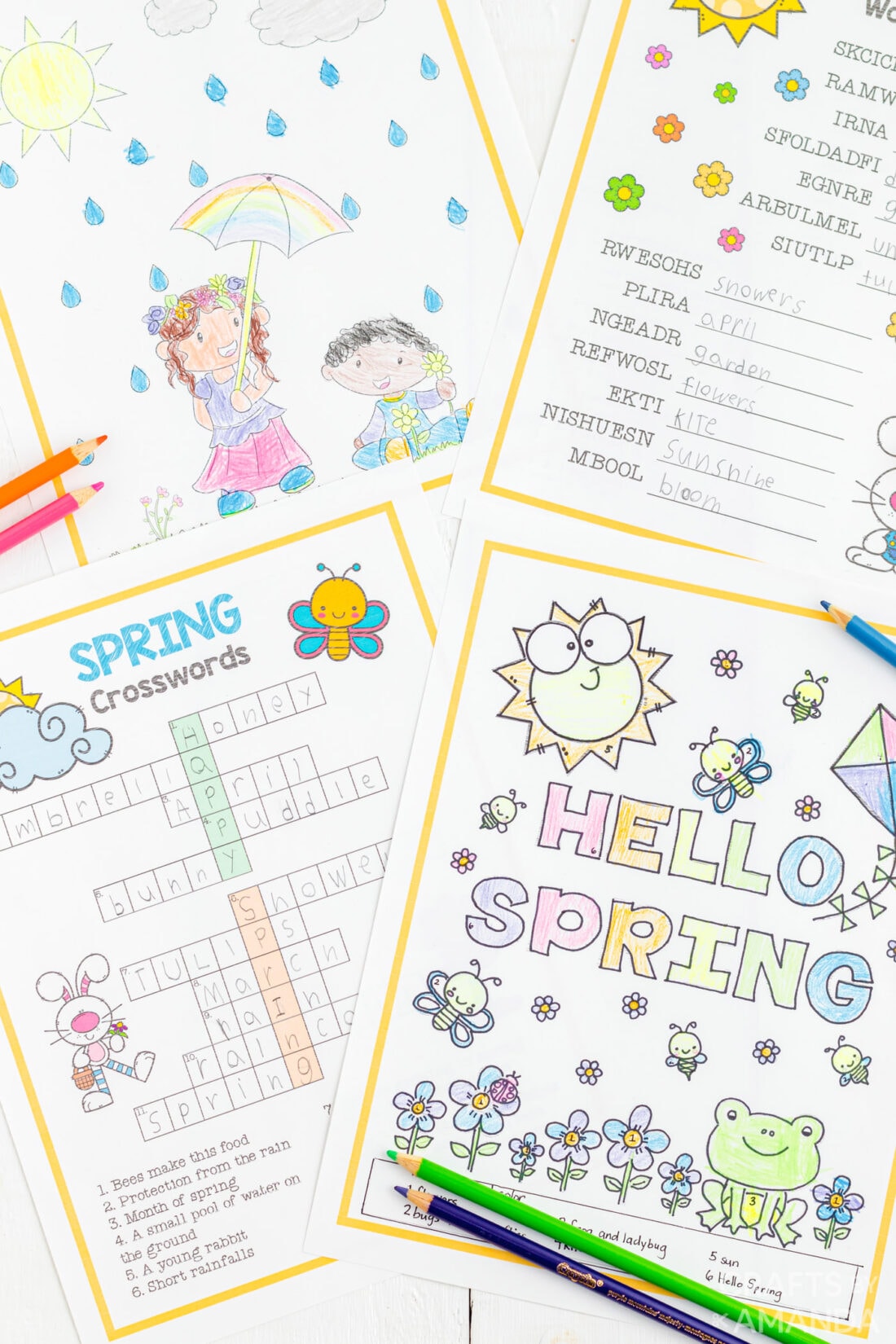 Spring activity sheets and coloring pages