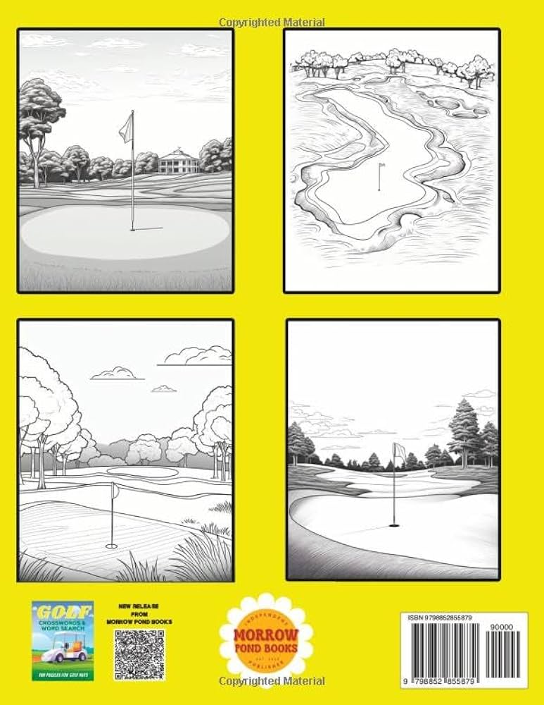 Golf coloring book for adults full page illustrations of golf courses greens clubs fairways makes a great gift for stress relief and relaxation books morrow pond books
