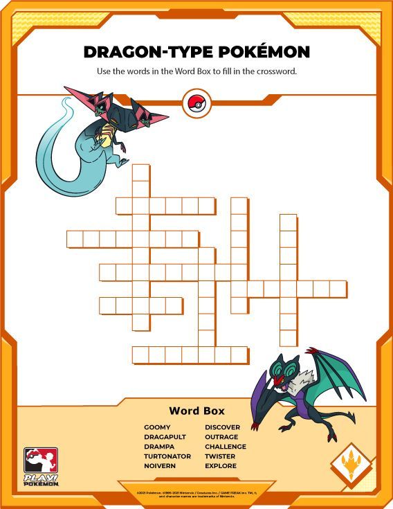 Crosswords with dragapult pokemon birthday party pokemon party games pokemon party