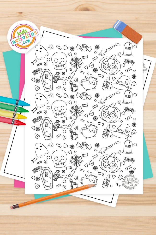 Free printable halloween doodle coloring pages kids activities blog