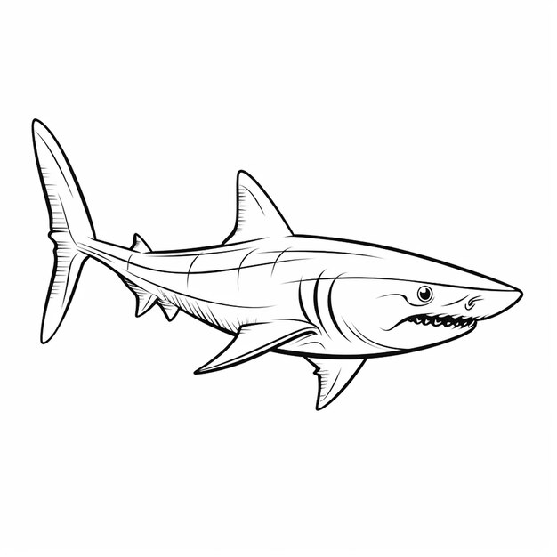 Premium ai image shortfin mako shark kid art cute angel flat coloring book kawaii line art