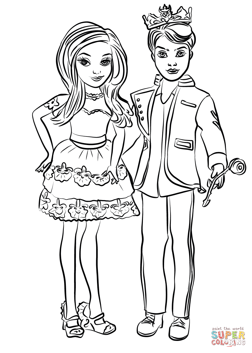 Descendants ben and mal coloring page free printable coloring pages