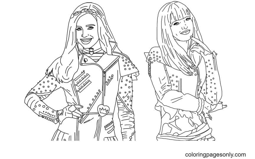 Mal and evie coloring pages printable for free download