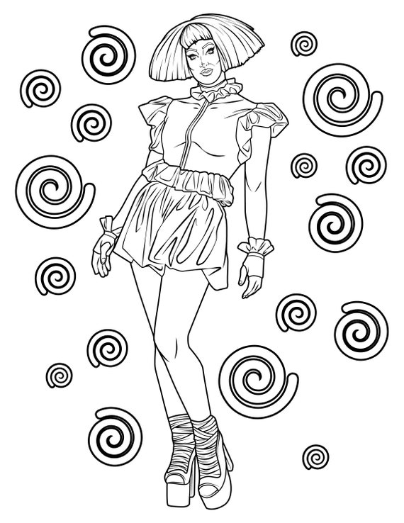 Drag queen adult coloring page digital download drag race gay pride printable