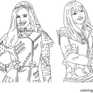Mal and evie coloring pages printable for free download