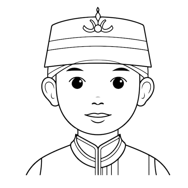 Premium vector sketch hand drawn single line art coloring page line drawing chinnes people day