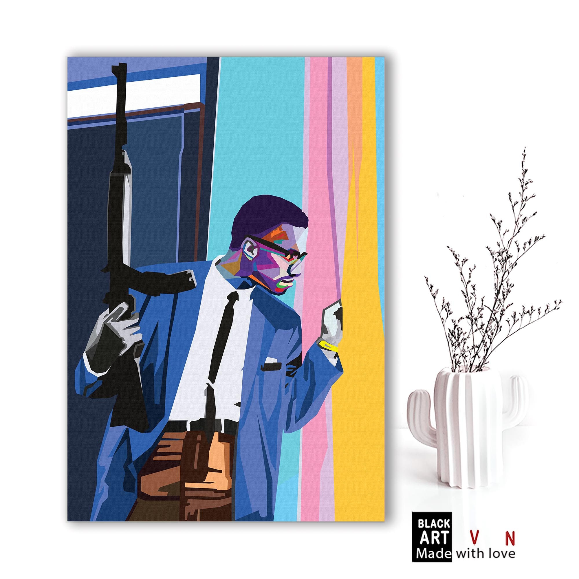 Poster malcolm x color poster civil rights activist black rights muslim minister history black lives matter