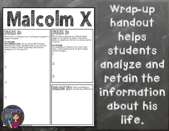 Malcolm x coloring page and word cloud activity by history gal tpt