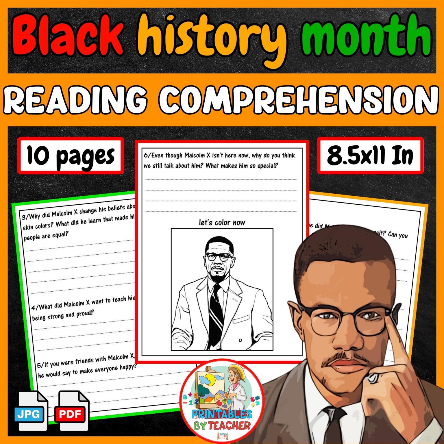 Black history month activities malcolm x reading prehension passage made by teachers