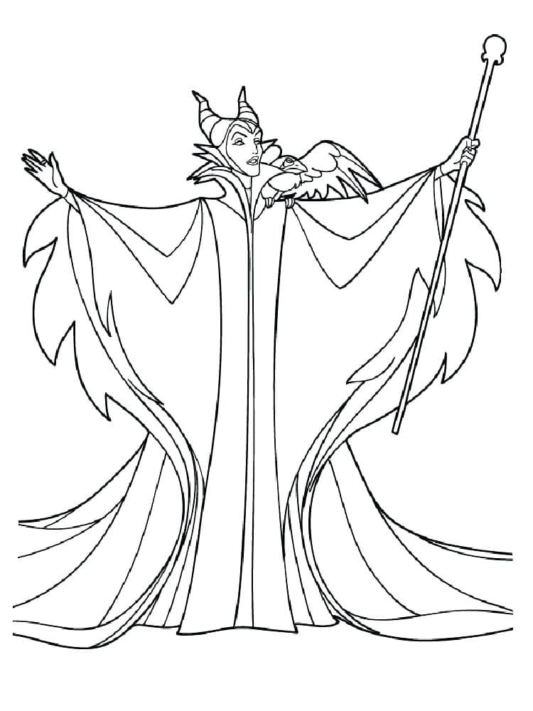 Maleficent and baby aurora coloring page