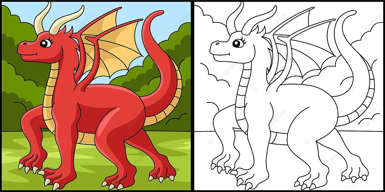 Walking female dragon coloring page illustration coloring book colouring page wildlife vector coloring book colouring page wildlife png and vector with transparent background for free download