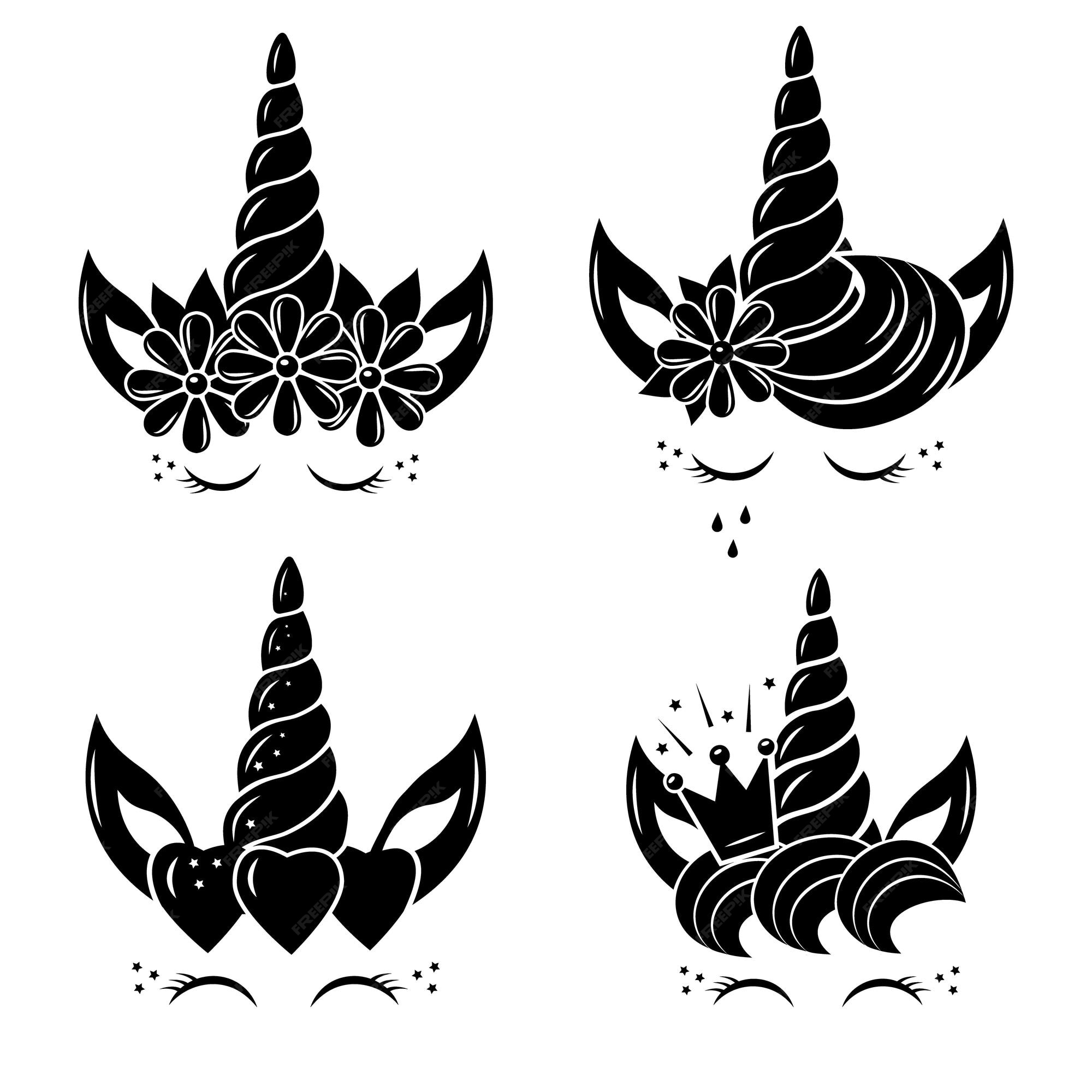 Premium vector fabulous unicorn pony decorated with black contour coloring vector isolated illustration in doodle style stencil