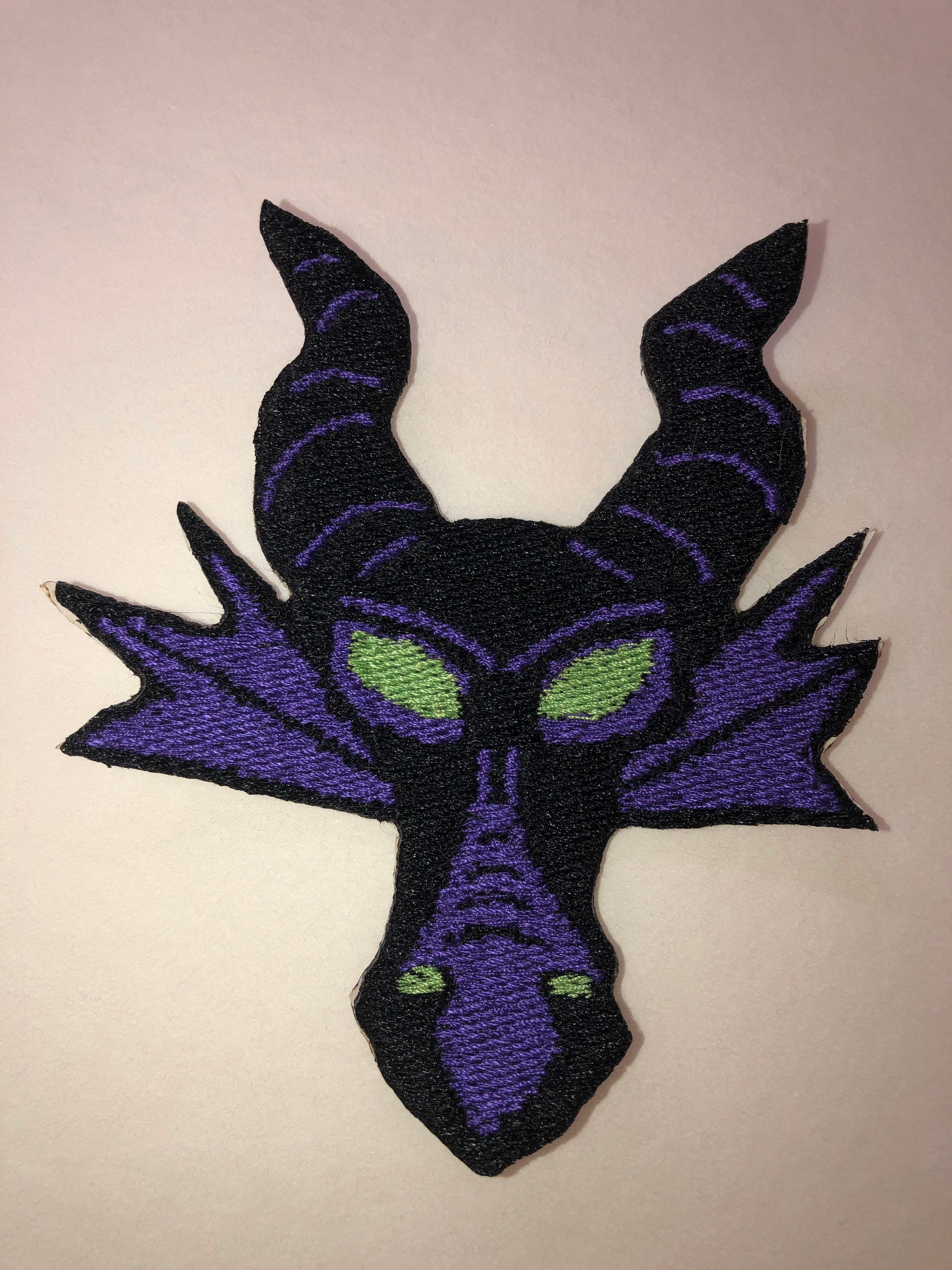 Iron on patch disney inspired fan art maleficent dragon head