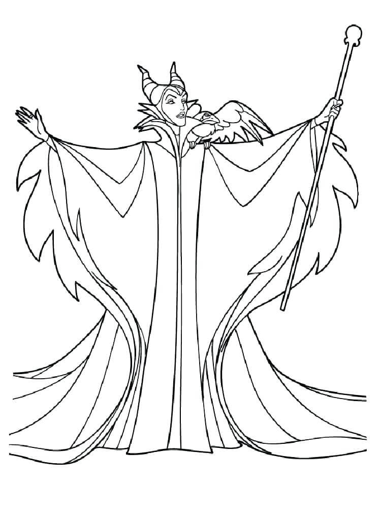 Maleficent from cartoon coloring page