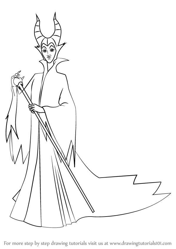 How to draw maleficent from kingdom hearts kingdom hearts step by step