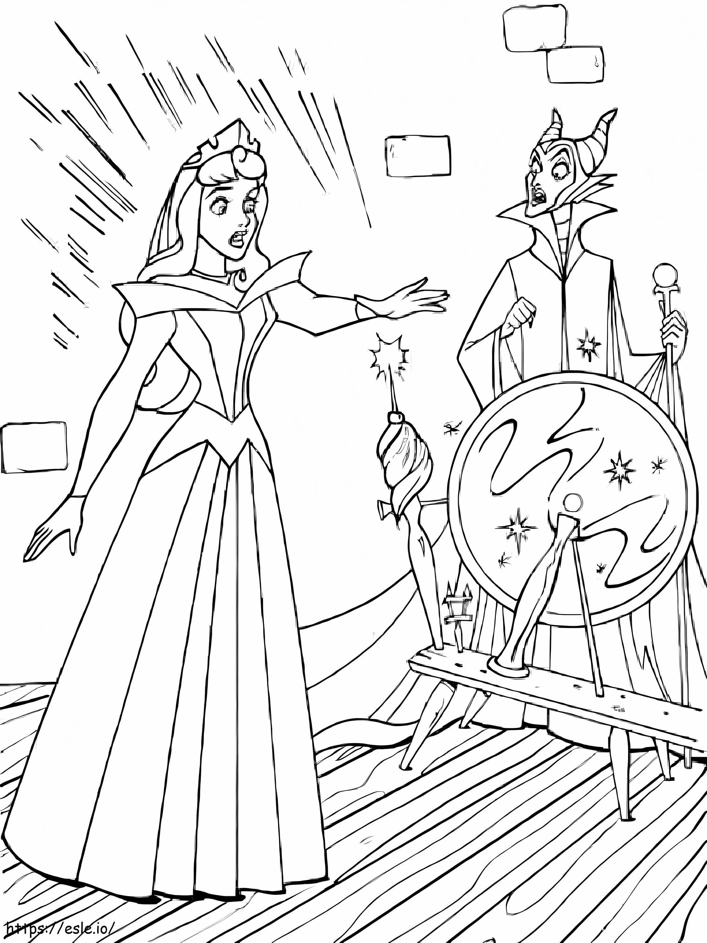 Maleficent and aurora coloring page