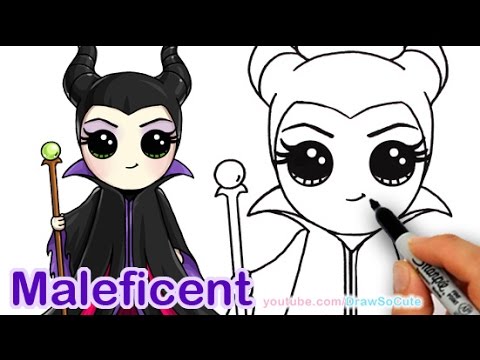 How to draw disney aleficent chibi step by step cute