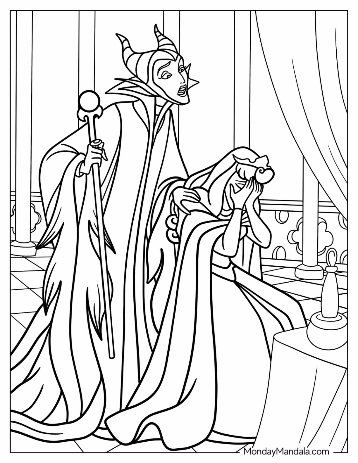 Maleficent coloring pages free pdf printables