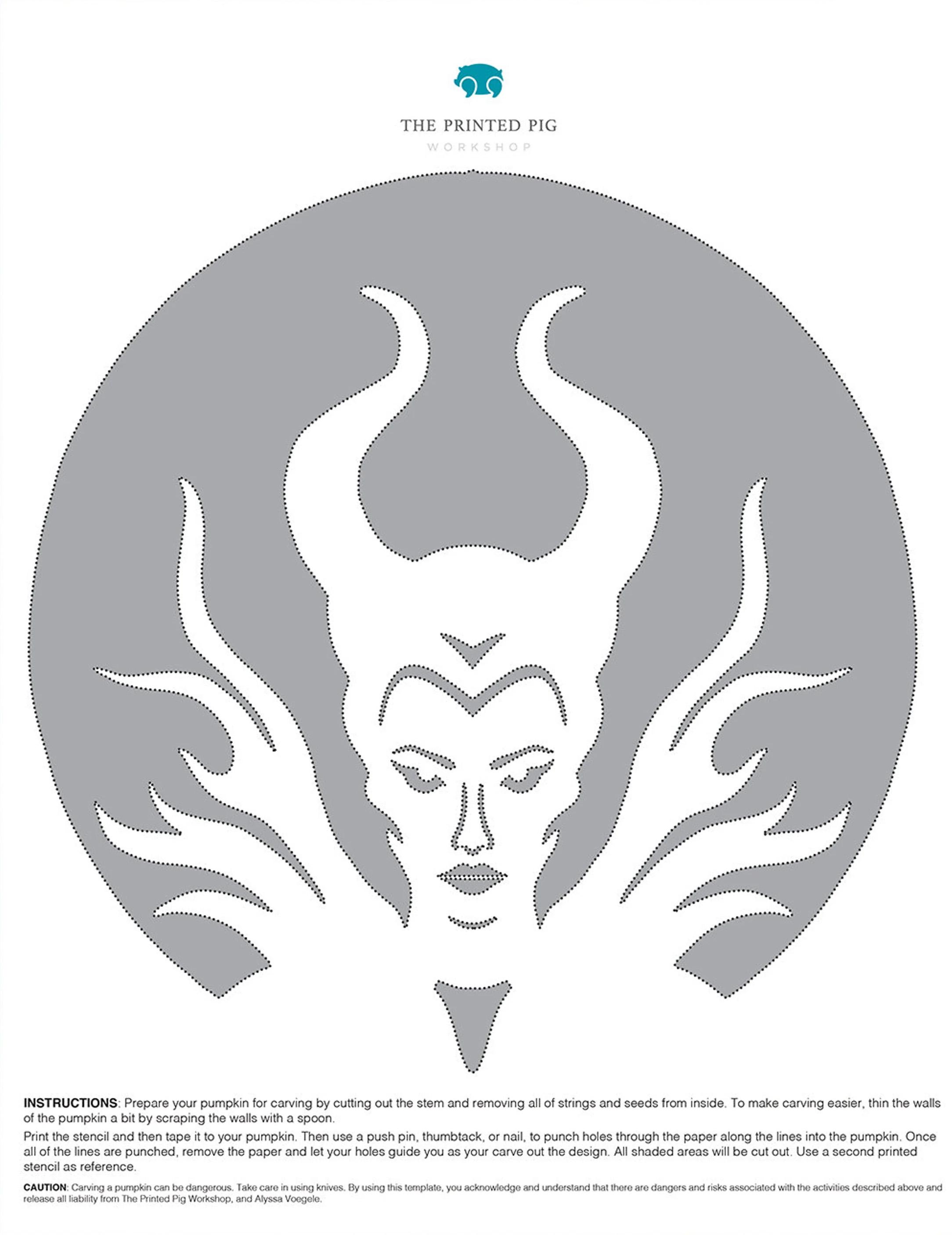 Sleeping beauty maleficent free pumpkin stencil