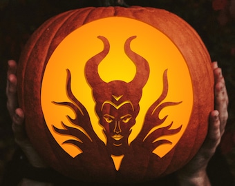 Printable pumpkin carving pattern maleficent