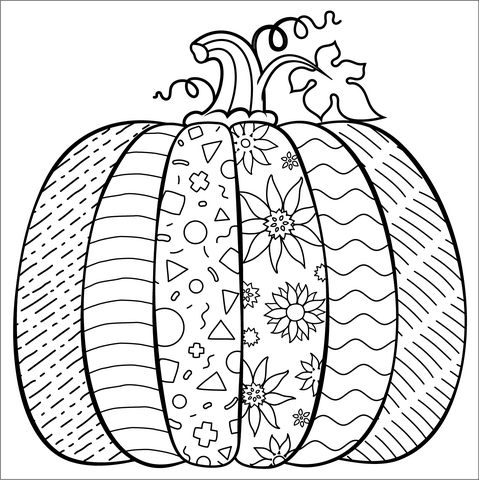 Pumpkin with pattern coloring page free printable coloring pages